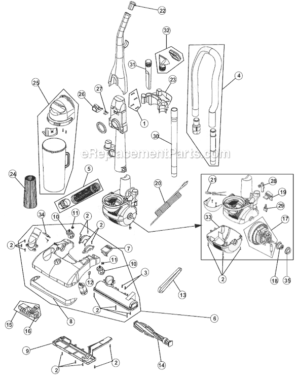 Page A Diagram and Parts List for UD40235HD  Dirt Devil Upright Vacuum